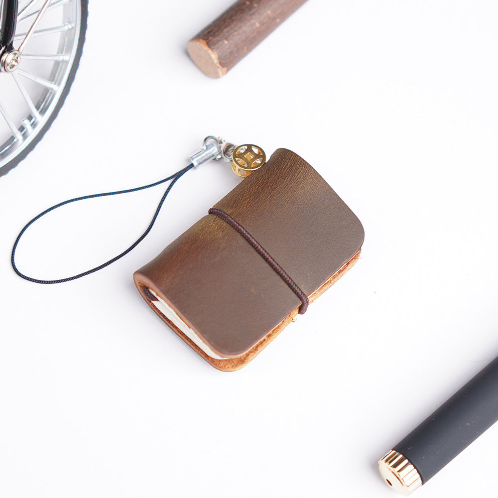 Wholesale mini pocket creative cowhide handmade multi-purpose leather notebook